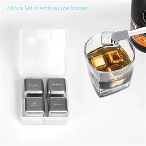 4 PCS Whiskey Ice Stone, Stainless Steel Chill Ice Cube Set
