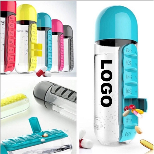 20oz 7-day Pill Case Box Water Bottle Cup - Image 1