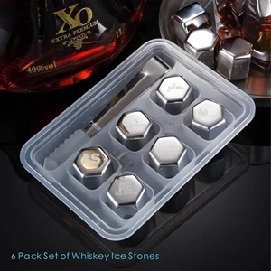 6 PCS Whiskey Ice Stone, Stainless Steel Chill Ice Cube Set