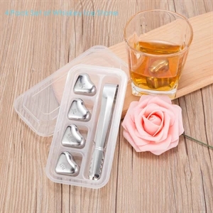 4 PCS Whiskey Ice Stone, Stainless Steel Chill Ice Cube Set