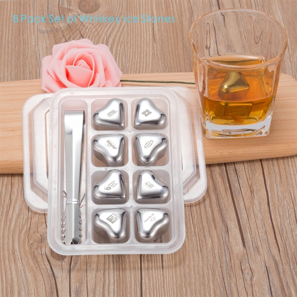 8 PCS Whiskey Ice Stone, Stainless Steel Chill Ice Cube Set - Image 3