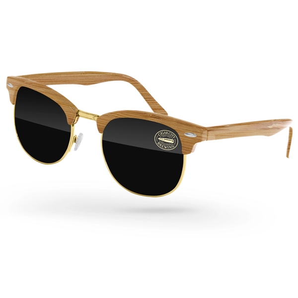 Faux-Wood Club Sunglasses w/ 1-color imprint - Image 1