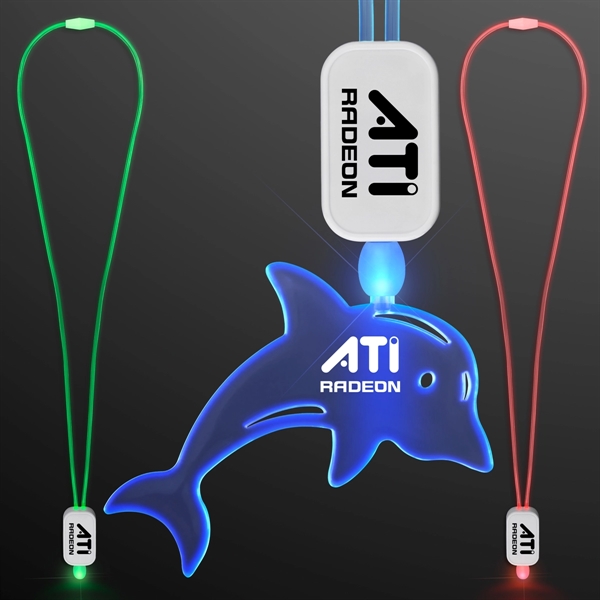 LED Lanyards with Acrylic Dolphin Pendant
