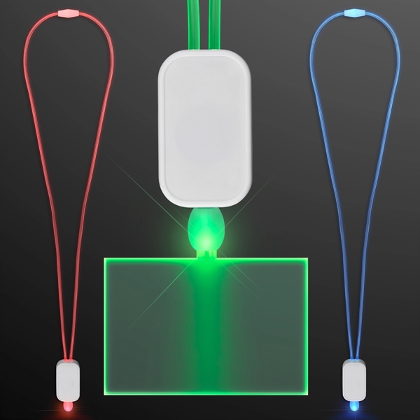 LED Green Lanyard with Acrylic Rectangle Pendant- - Image 5