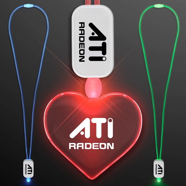 LED Neon Lanyards with Acrylic Heart Pendant - Image 1