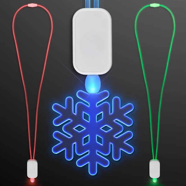 LED Neon Lanyards with Acrylic Snowflake Pendant - - Image 5