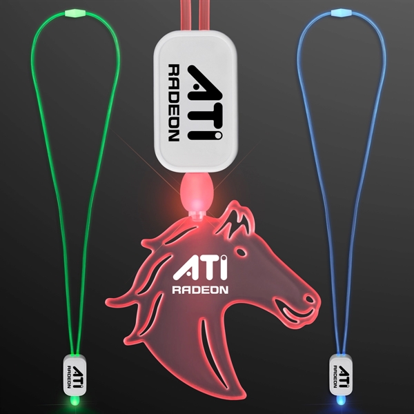 LED Neon Lanyards with Acrylic Horse Pendant - Image 1