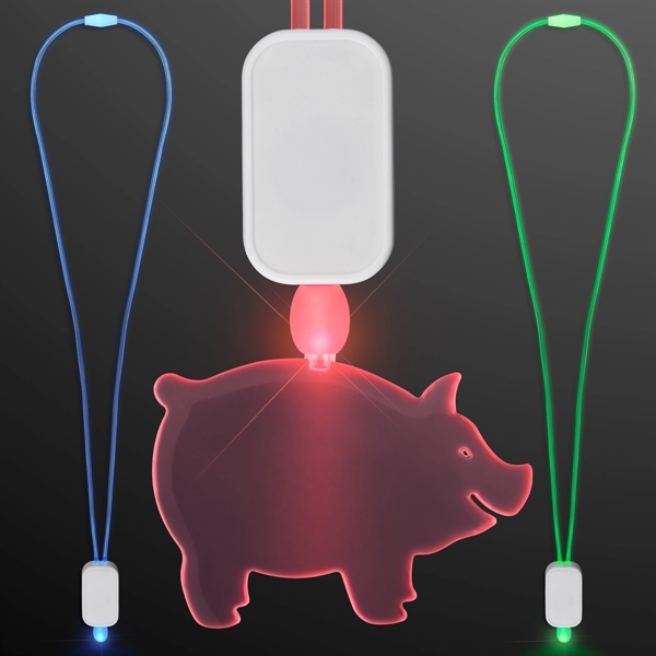 LED Neon Lanyard with Acrylic Pig Pendant - Image 5