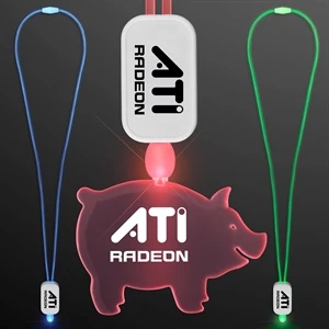LED Neon Lanyard with Acrylic Pig Pendant
