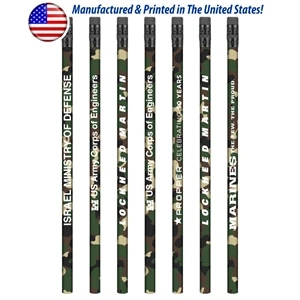 USA Made Forest Camo Pencil w/ Black Eraser, #2 lead