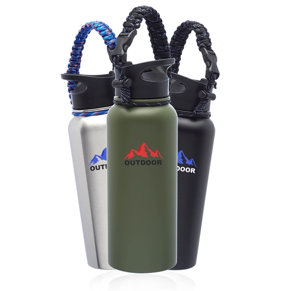 34 oz. Vulcan Stainless Steel Water Bottles with Strap - Image 1
