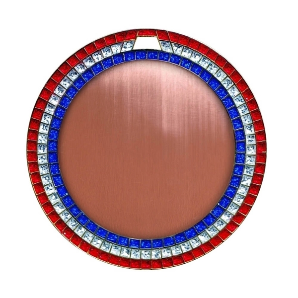 2 3/4"Vibraprint? Red, White & Blue Glitter Insert Medallion - Image 2