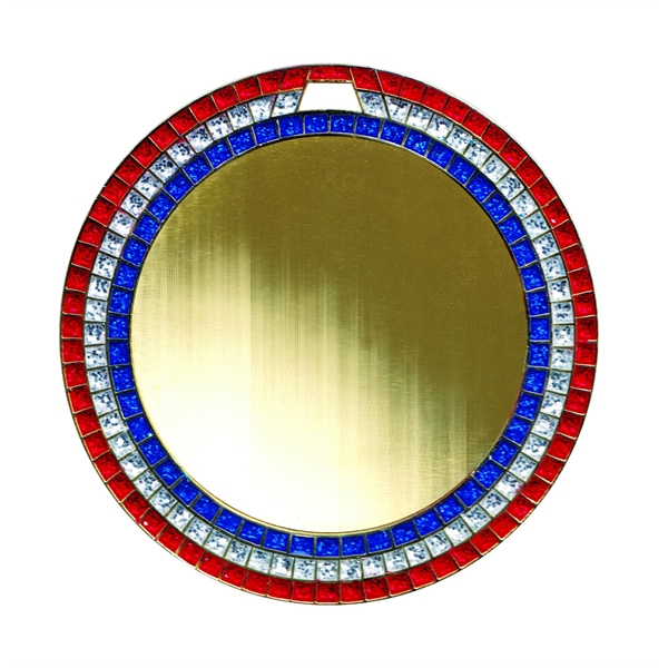 2 3/4"Vibraprint? Red, White & Blue Glitter Insert Medallion - Image 3