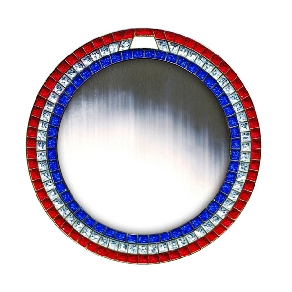 2 3/4"Vibraprint? Red, White & Blue Glitter Insert Medallion - Image 4