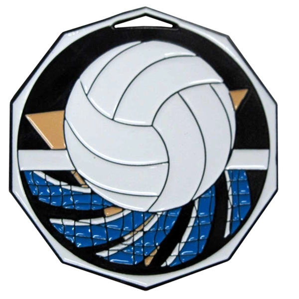 2" Volleyball Decagon Color Medallion - Image 2