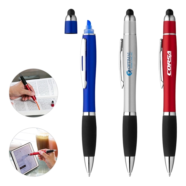 3-in-1 Highlighter Stylus Ballpoint Pen - Image 1