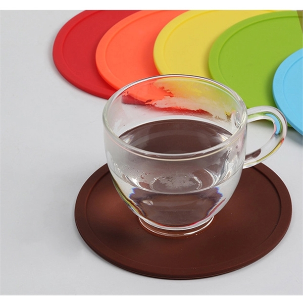 Round Silicone Coaster Cup Coffee Drinks Mat - Image 3