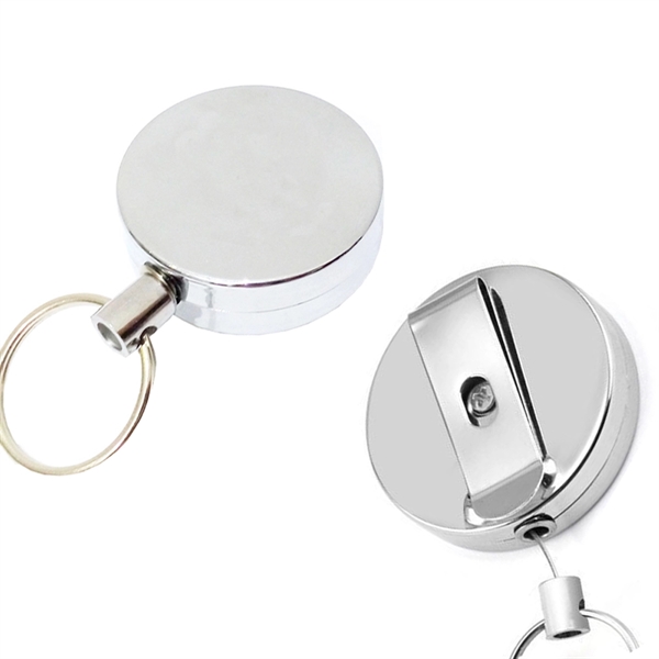 Solid Metal Retractable Badge Reel with Key Ring