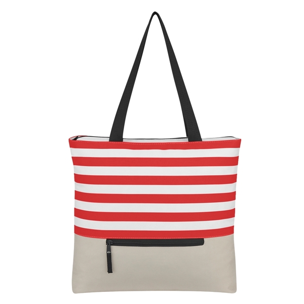 Broad Stripe Zippered Tote Bag - Image 4