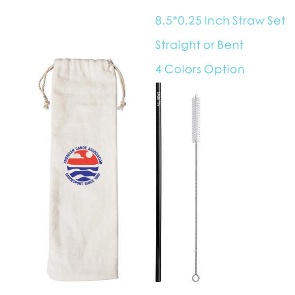Stainless Steel Straw Set with Pouch Brush, Metal Straw Kit - Image 2