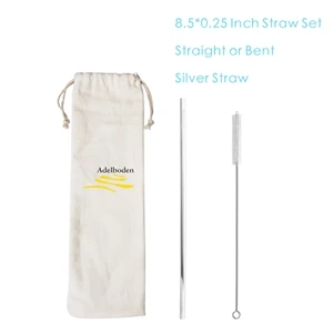 Stainless Steel Straw Set with Pouch Brush, Metal Straw Kit