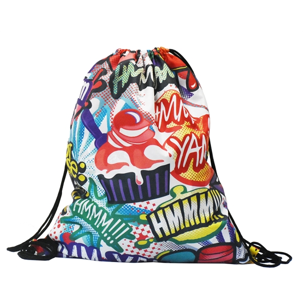 Drawstring Backpack, sublimation full color cinch sports bag - Image 3