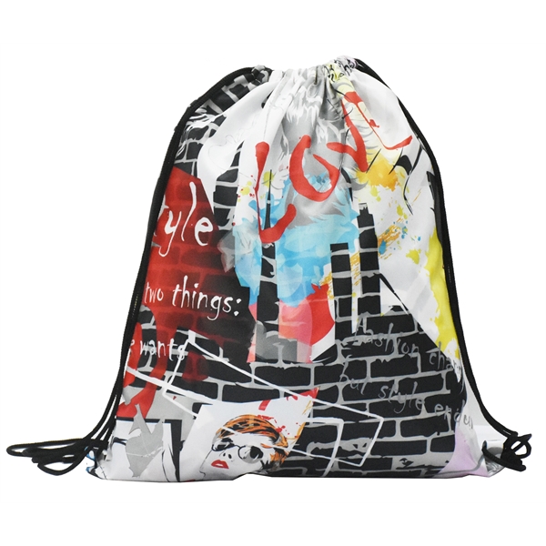 Drawstring Backpack, sublimation full color cinch sports bag - Image 1