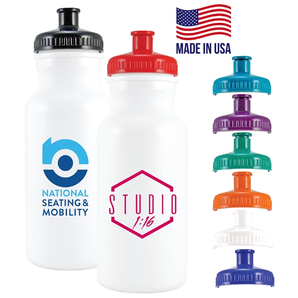 USA made plastic bike water bottle push spout