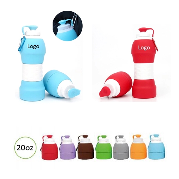 20OZ Collapsible Silicone Water Bottle - Image 1