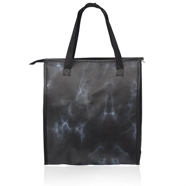 Marble Insulated Tote Bag with Pocket - Image 5