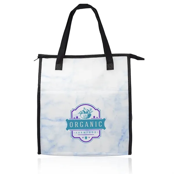 Marble Insulated Tote Bag with Pocket - Image 7
