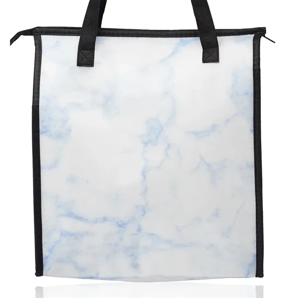 Marble Insulated Tote Bag with Pocket - Image 8