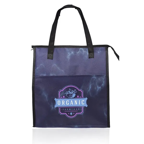 Marble Insulated Tote Bag with Pocket - Image 9