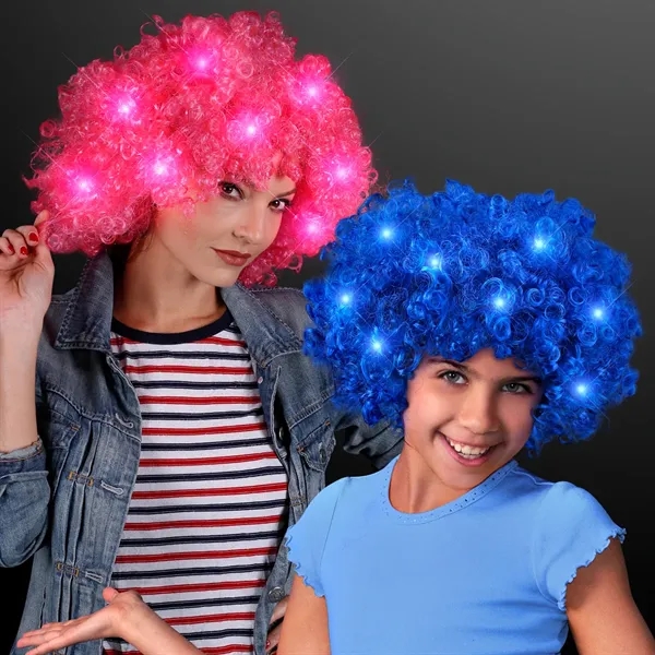 Light Up Afro Wig with Flashing LEDs - Image 1
