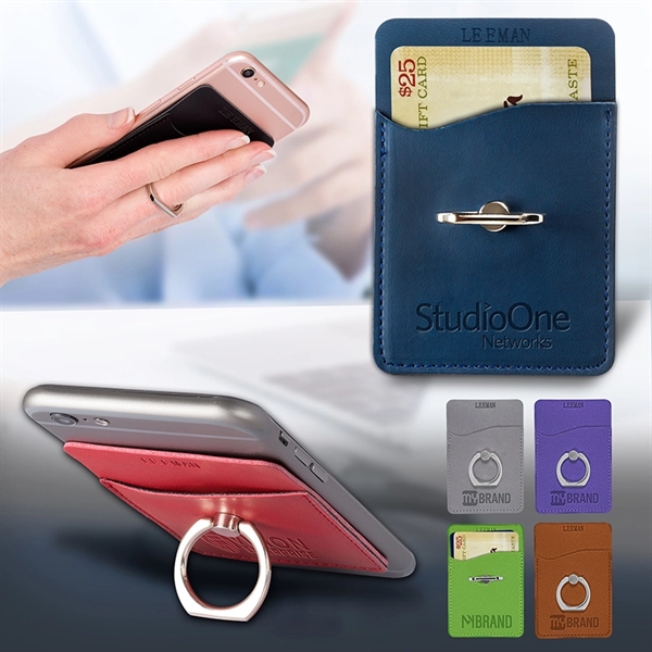Tuscany™ Card Holder with Metal Ring Phone Stand - Image 1