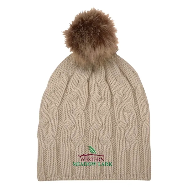 Cameron Cable Knit Pom Beanie - Image 3