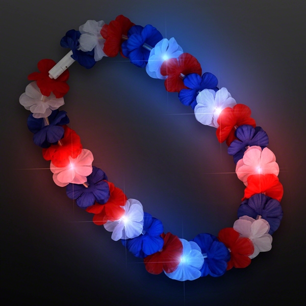 Red White and Blue light up Hawaiian Lei - Image 1