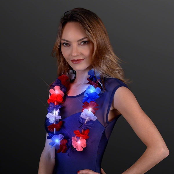 Red White and Blue light up Hawaiian Lei - Image 2