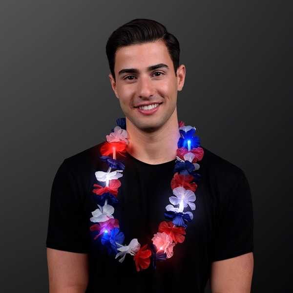 Red White and Blue light up Hawaiian Lei - Image 3