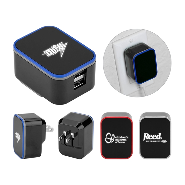 Light-Up Two Port Wall USB Charger - Image 1