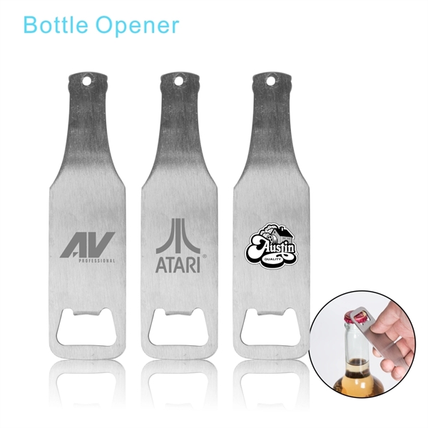 Bottle Shaped Heavy Duty Stainless Steel Flat Bottle Opener - Image 1