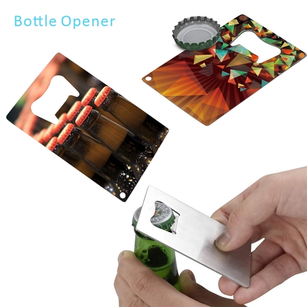 Full Color Credit Card Size Stainless Steel Bottle Opener - Image 1