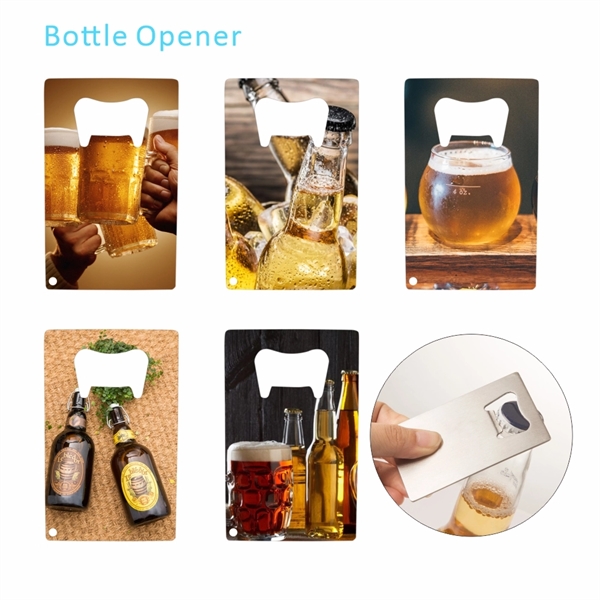 Full Color Credit Card Size Stainless Steel Bottle Opener - Image 1