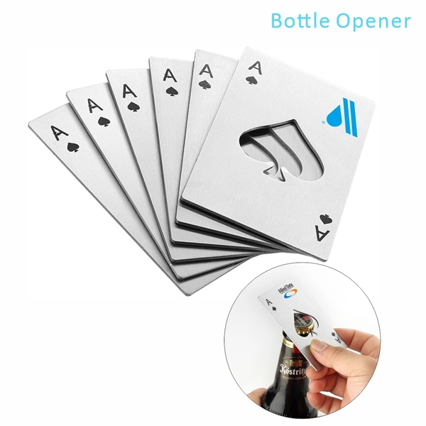 Poker Shaped Stainless Steel Playing Card Bottle Openers - Image 2