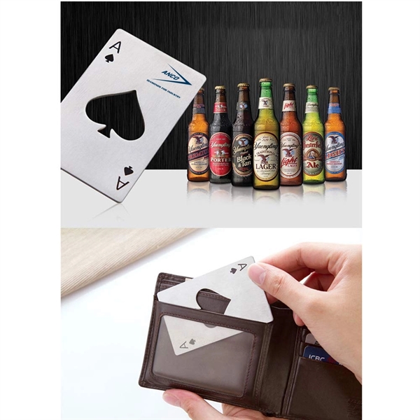 Poker Shaped Stainless Steel Playing Card Bottle Openers - Image 3