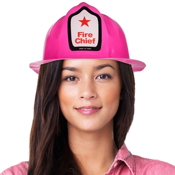 Pink Plastic Novelty Fire-Fighter Hat - Image 1