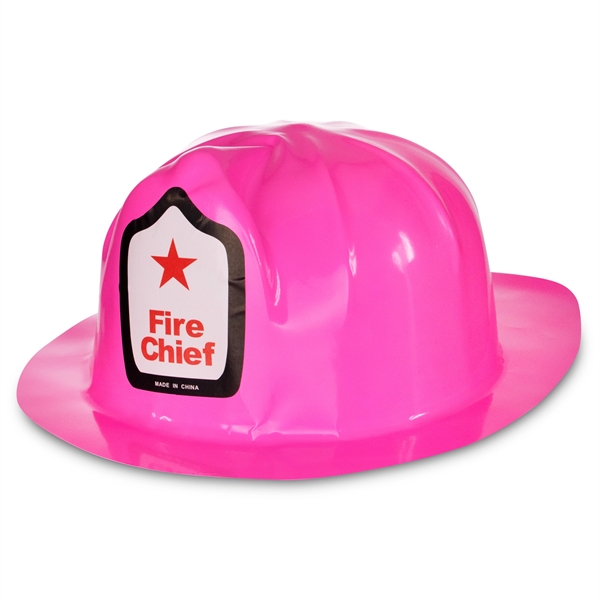 Pink Plastic Novelty Fire-Fighter Hat - Image 2