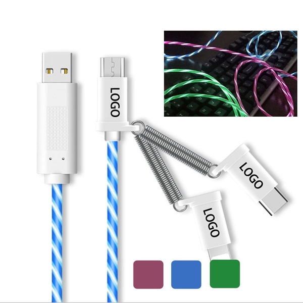 3 in 1 Luminous LED USB Phone Data Cable Charging Wire