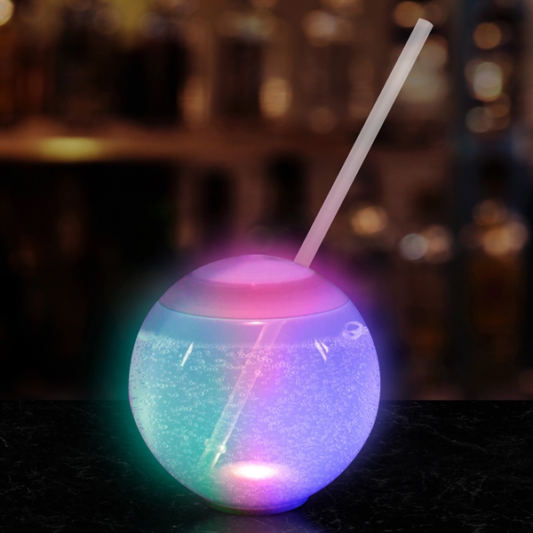 20oz Multicolor LED Ball Tumbler with Straw - Image 2