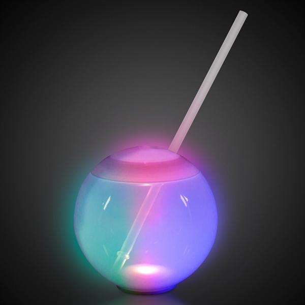 20oz Multicolor LED Ball Tumbler with Straw - Image 3